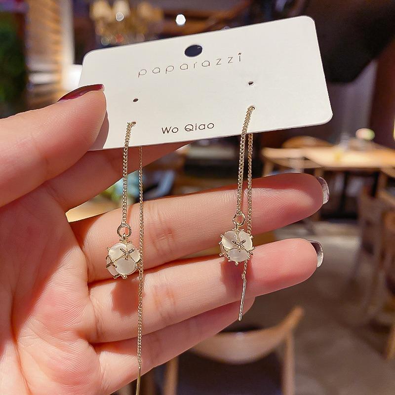 Silver Needle Korea Dongdaemun Temperament New Earrings Geometric Opal Earrings Fashion Versatile New Personalized Earrings