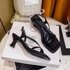 Fashion High-heeled Sandals Women's Summer 2025 New Square Head with High Heels Women's Stiletto French Fashion Cool Slippers