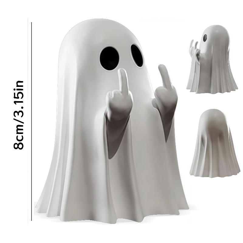 Halloween Decor Cute Middle Finger Ghost Statue Small Home Centerpiece Adorable Horror Figure