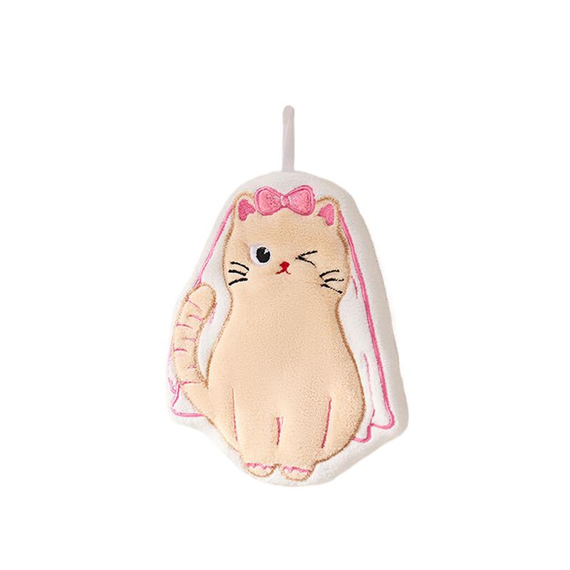 Cat Hand Towel Cute Embroidery Cartoon Hand Towel Hairless Strong Absorbent Kitchen Absorbent Cotton Towel Rag Towel