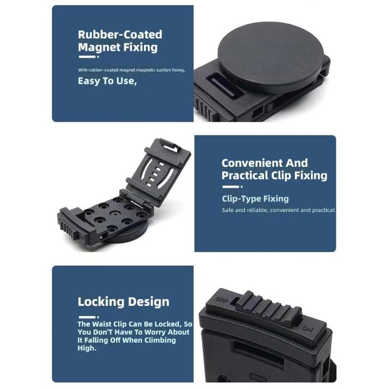 Pack of 3 Magnetic Belt Clasps Clips Adjustable Lock Snapped On for Tool in 43mm 55mm 66mm Silicone Wrap Magnetic Suction