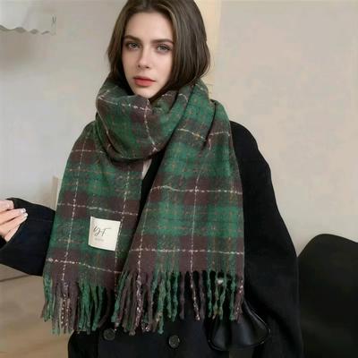 Christmas Plaid Women Winter Scarf Warm Thick Cashmere Shawl Outdoor Fashion Luxury Tassels Pashmina Lady Wrap Windproof Scarves