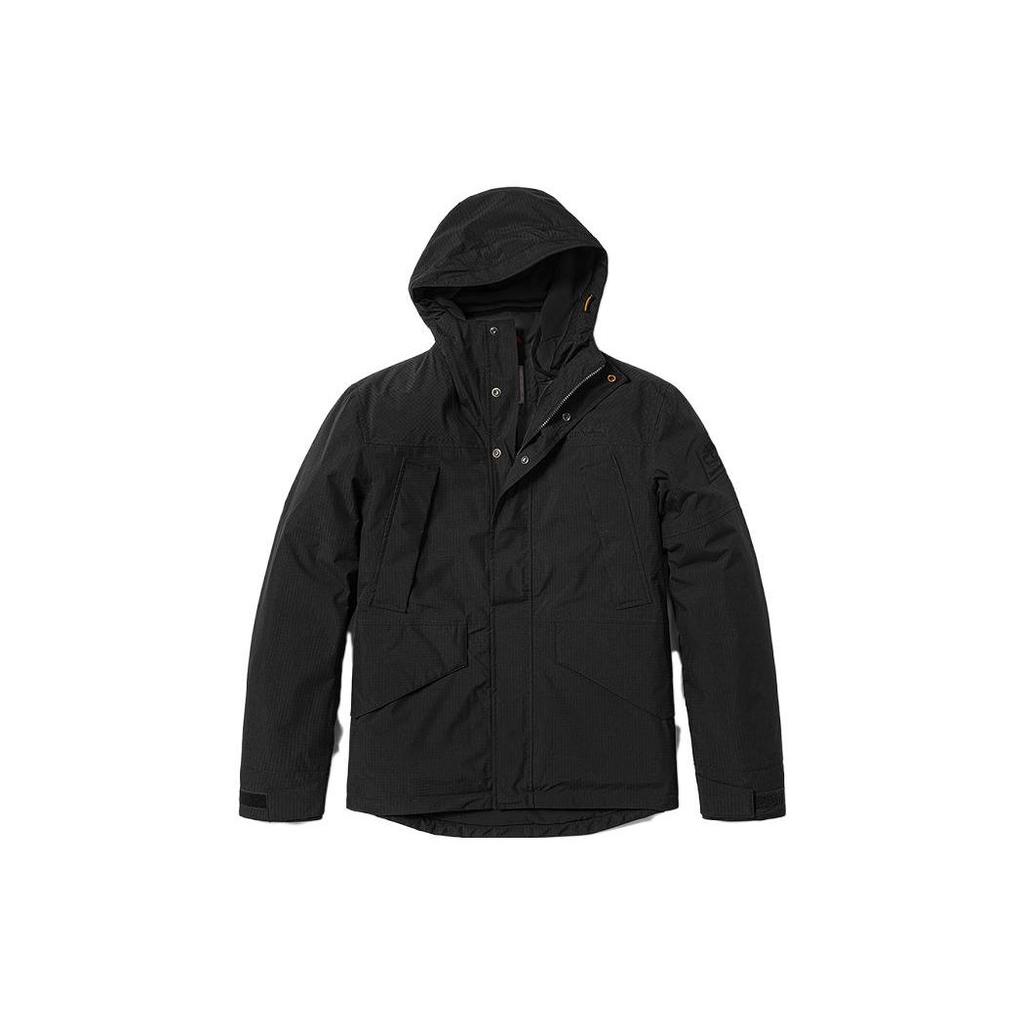 Timberland Solid Color Hooded Zipper Detachable Waterproof Three-In-One Cotton Jacket Men Jackets Black A5XG1-001