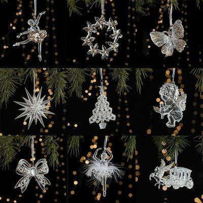 Acrylic Christmas Crystal Pendants Snowflake Wall Pendant Christmas Tree Ornaments Indoor Outdoor DIY Crystal Hanging