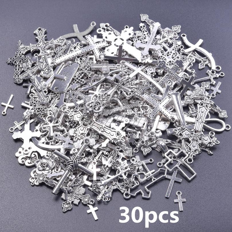 102030Pcslot Metal Silver Color Cross Charms For Jewelry Making Supplies Christ Accessories Handmade Womenmen Pendant Charm