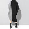 Turtleneck Batwing Long Sleeve Loose Fit Draped Women Dress Autumn Winter Contrast