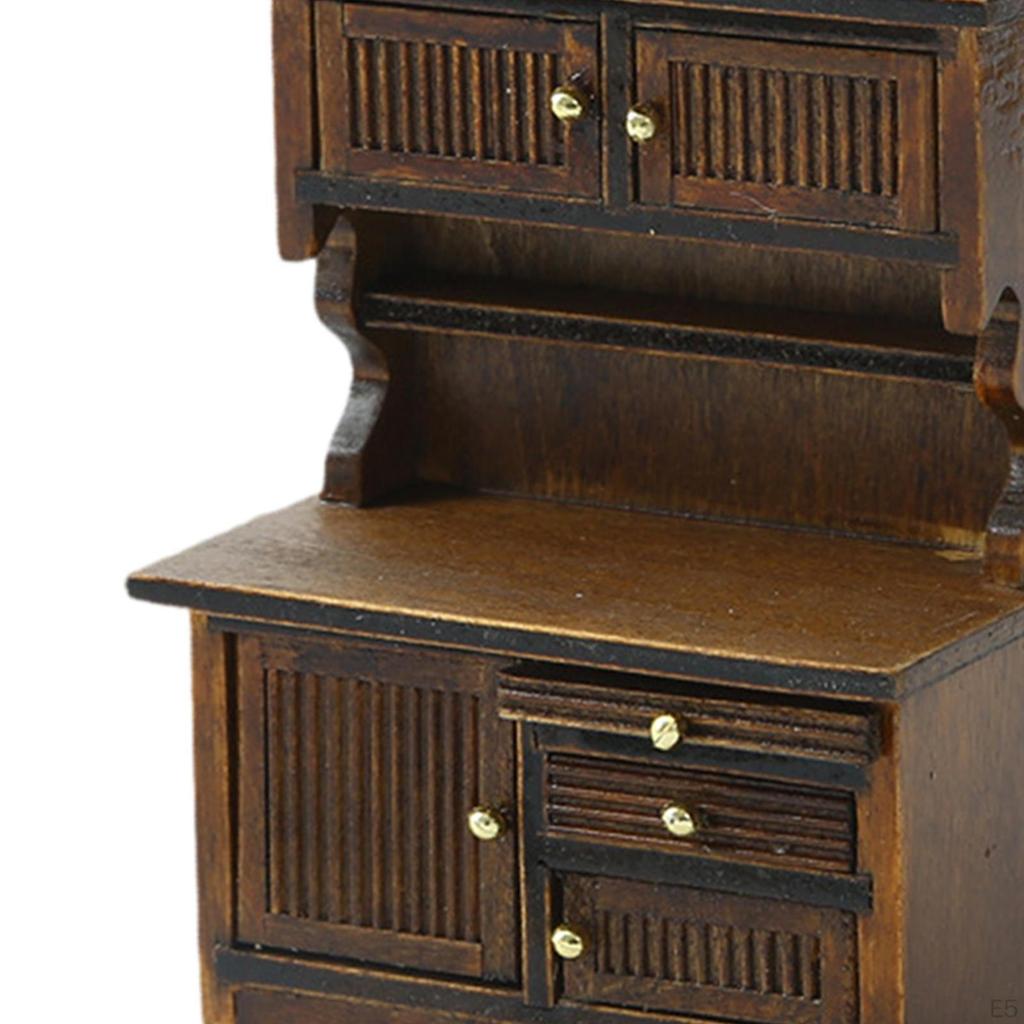 1/16 Dollhouse Bookcase Display Cabinet for Various Rooms Wood Furniture Accessory