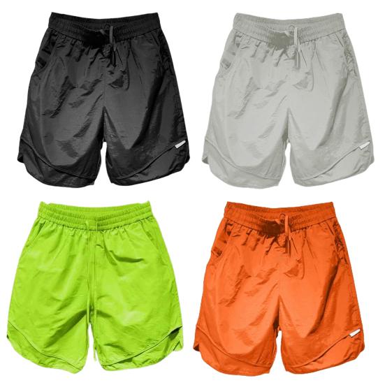 Men Beach Shorts Elastic Waist Adjustable Drawstring Sport Shorts with Pockets Wide Leg Quick-Drying Shorts