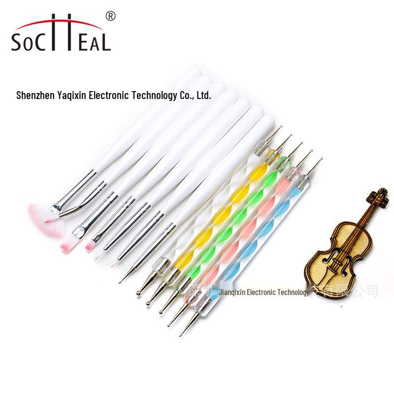 

Double-Headed Acrylic & Wood Nail Art Brush with Dotting & Sweeping Functions