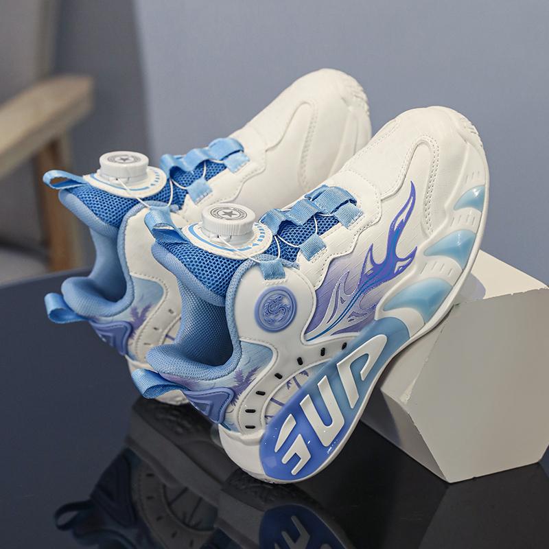 28-40 Children's Large Size Anti Slip Wear-resistant Convenient and Fashionable High Top Basketball Shoes Sports Shoes, White Shoes