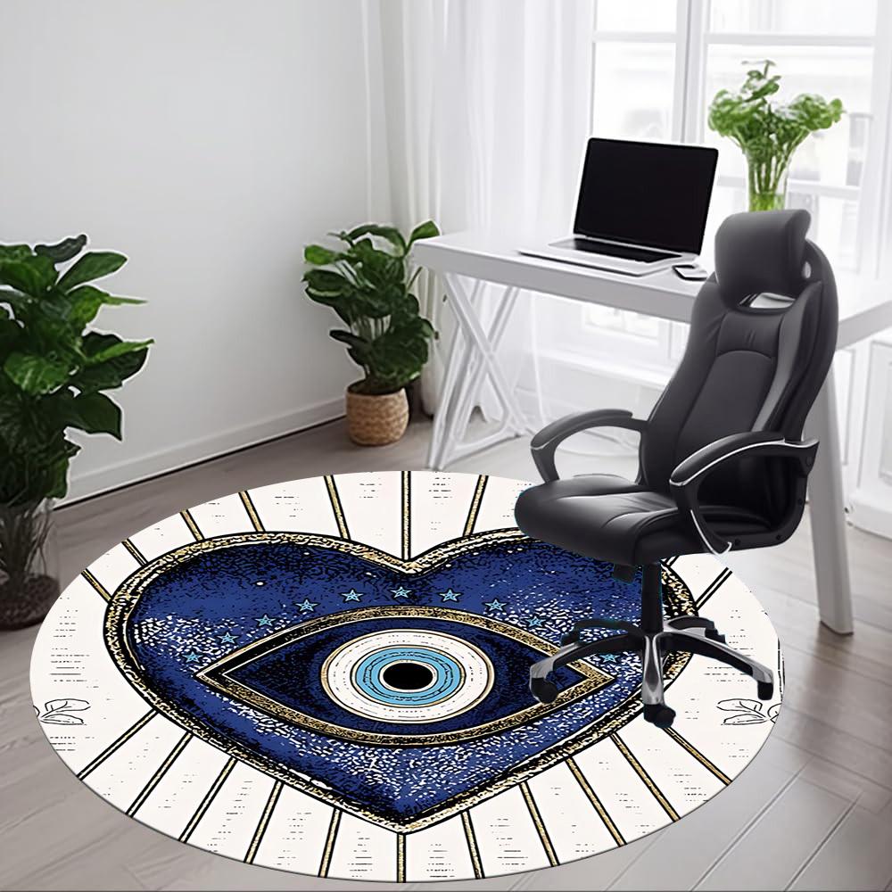 1pc Heart Eye Office Round Area Rug,  Mat Suitable For Office, Under Office Chairs Bedroom Living Room Home Decor, Room Deco