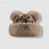Korean Style Bear Ears Plush Hat Warm Cap Mink Fur Fisherman Hat Fluffy Warm Hat  Autumn and Winter