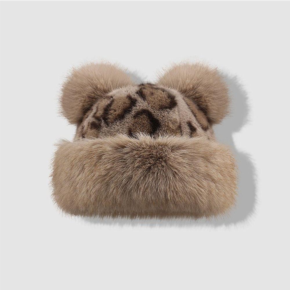 Korean Style Bear Ears Plush Hat Warm Cap Mink Fur Fisherman Hat Fluffy Warm Hat Autumn and Winter