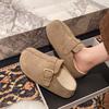 Fleece Thick-soled Inner Heightening Bag Head Half Slippers Women's New Autumn and Winter One-pedal Boken Cotton Shoes