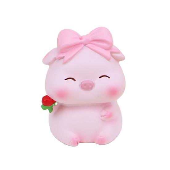 

Привлекательная Тонкая Работа Офисный Декор Долговечная Фигурка Животного Свиньи с Бантиком Автомобиль D