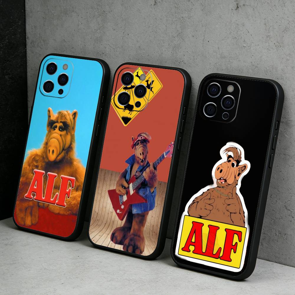 Classic ALF Family Comedy Phone Case For iPhone17,16,15,14,13,12 Plus,Max Soft Silicone Black Cover
