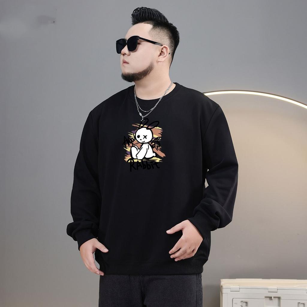 Spring and Autumn Plus Fat To Increase Men's Thin Long-sleeved Round Neck T-shirt Loose Large Size Casual Men's Sweater