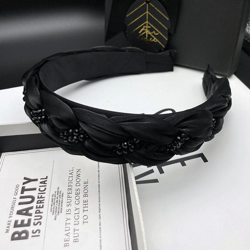 Exquisite Women Silky Voile Fabric Headbands Ladies Braided Hairbands With Beads Tape for Female Party Shopping Head Wears