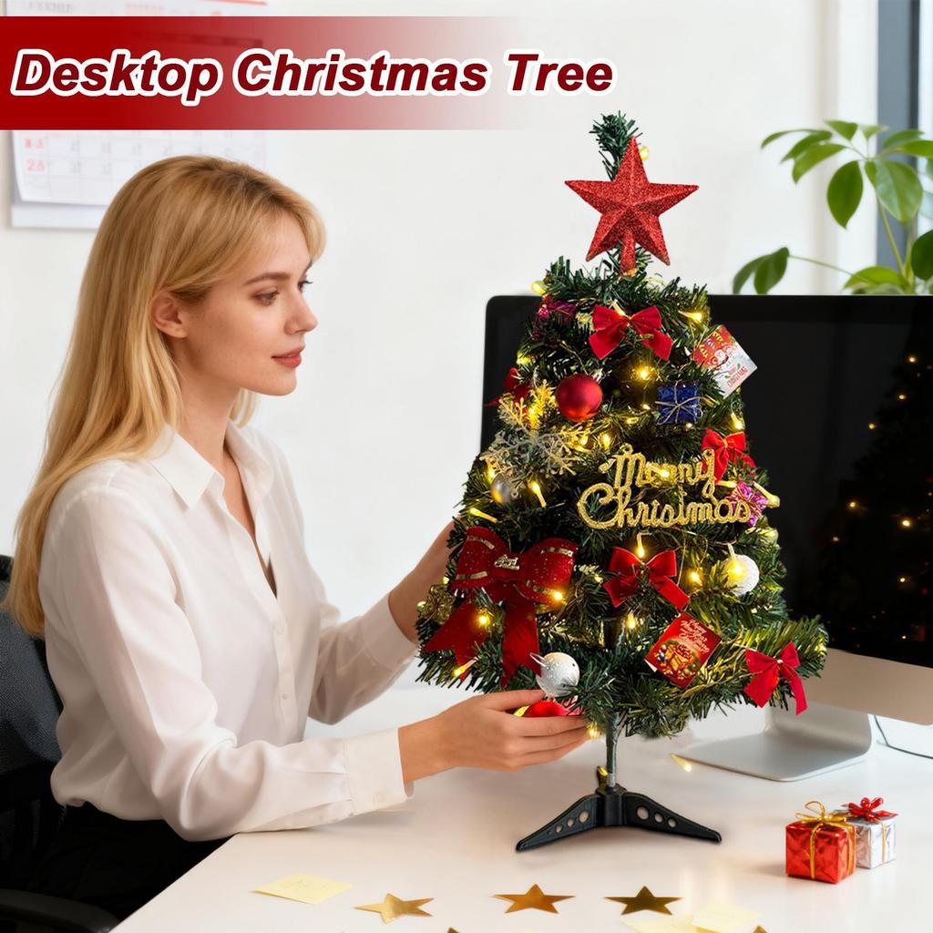 45cm Mini Christmas Tree Artificial Pine Tabletop Home Holiday Decoration Xmas Ornaments Desktop Decoration Ornament