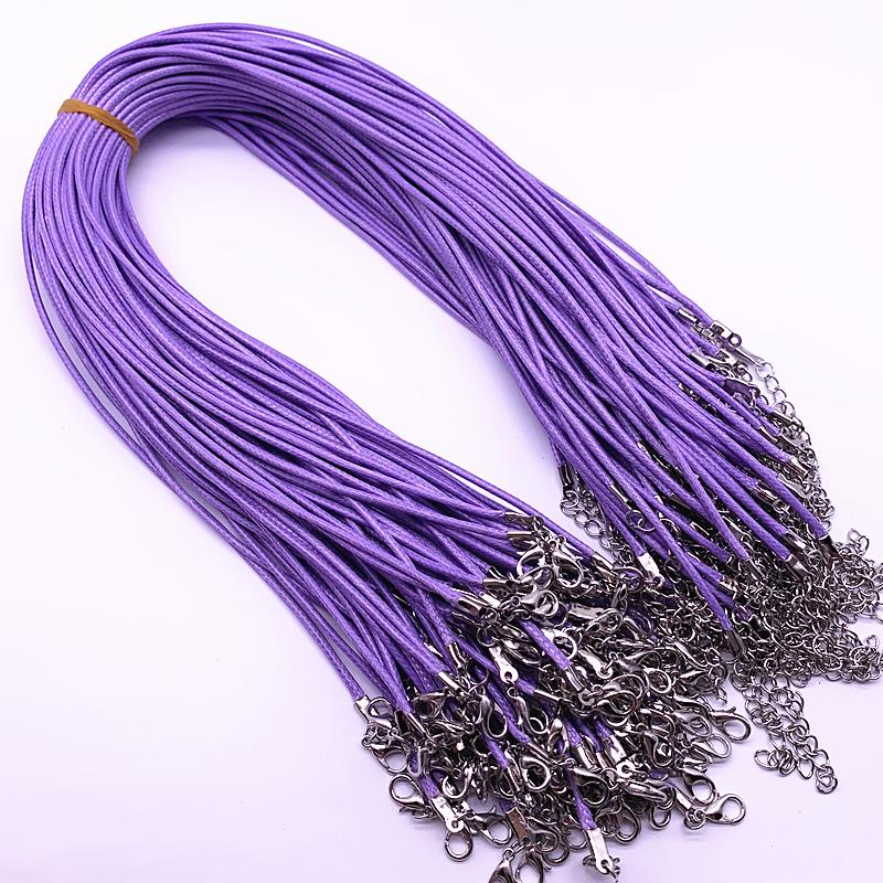 New 5pcs 2mm Leather Cord Wax Rope Chain Necklace Extender Chain Lobster Clasp DIY Jewelry Accessories