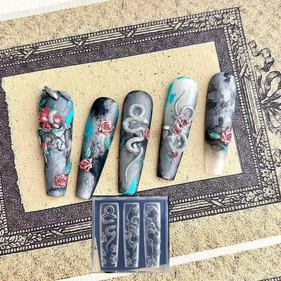 Silicone Embossed 3D Dark Spirit Snake Nail Art Mold