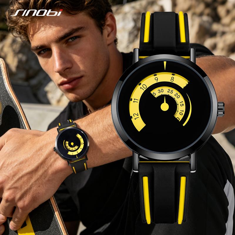 SINOBI New Creative Design Men's Quartz Watches Top Brand Mans Wristwatches Fashion Style Gifts Clock for Husband,Family,Friend