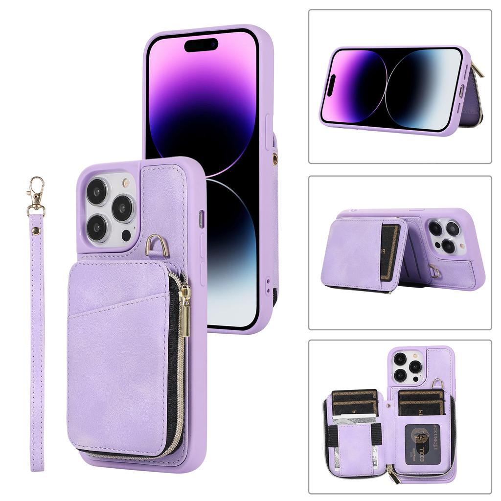 Crossbody Leather Zipper Wallet Cards Bag Phone Case for iPhone 14 Pro Max 15 13 12 11 XS XR X SE 2022 8 7 6 6S Plus Stand Cover