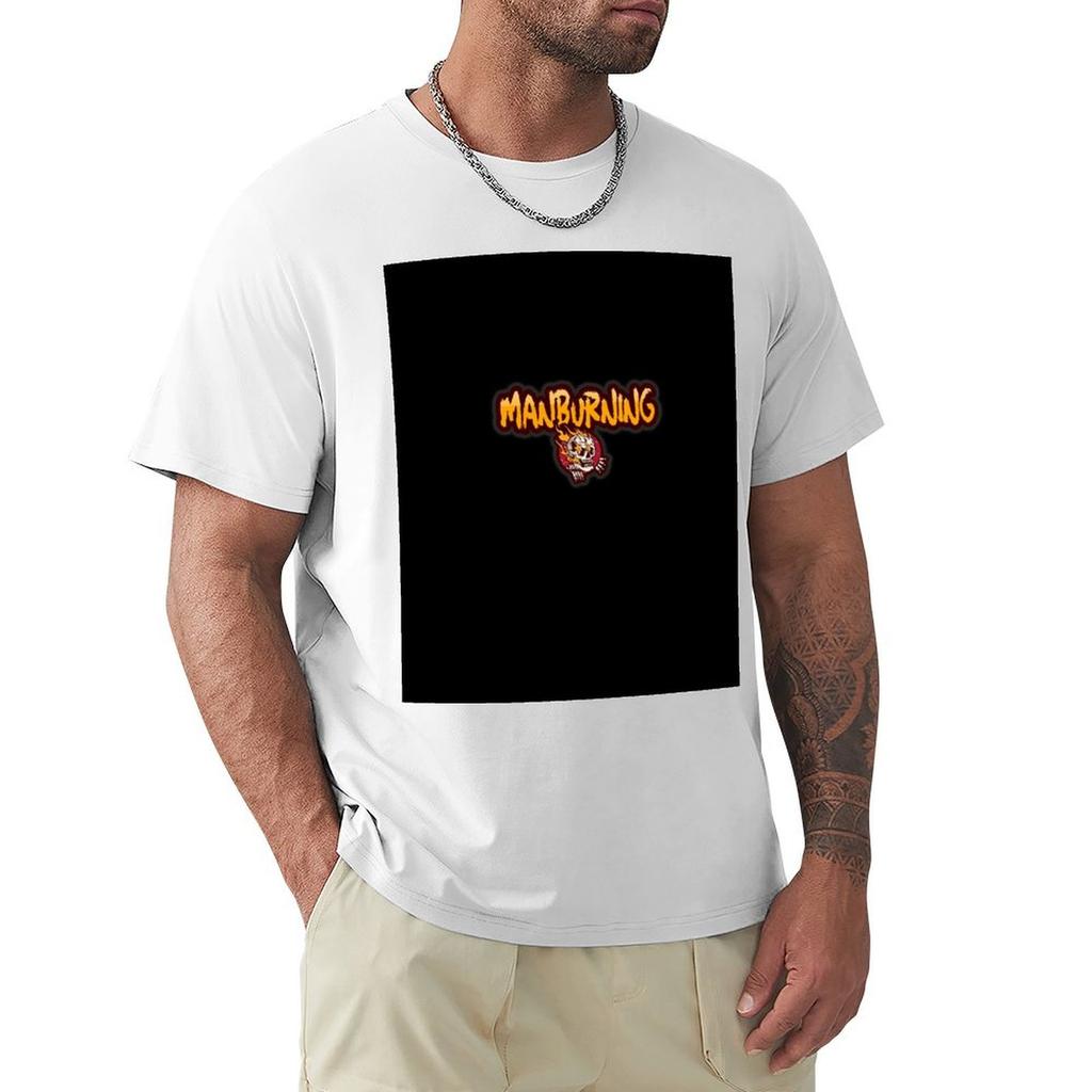 Unisexburning Skull Logo Tshirt Simple Casual Short Sleeve Cotton Tshirt