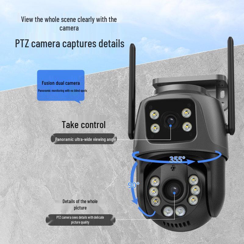 360° Dual-Screen Wireless Camera with Night Vision for Home and Outdoor Use