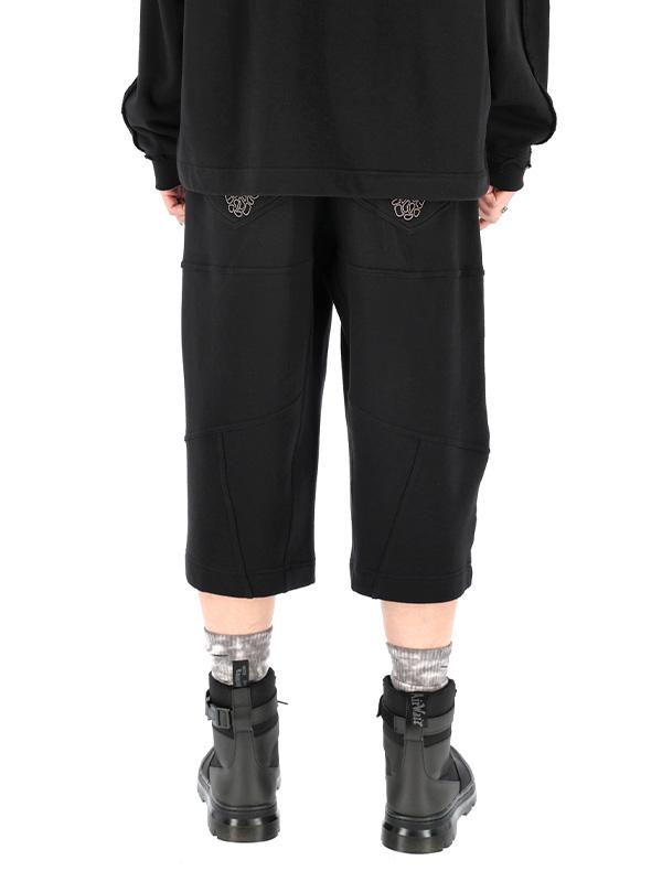 OURPOCKETS Grid Pigment Cropped Wide Fit Sweatpants (Z Black)