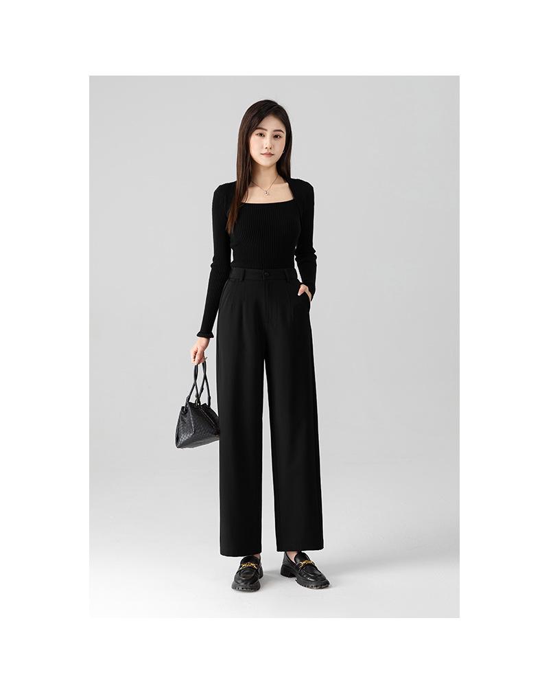 New Wool Tencel High-Waist Straight Pants - Slimming and Versatile Loose Fit, Narrow or Wide Leg Options