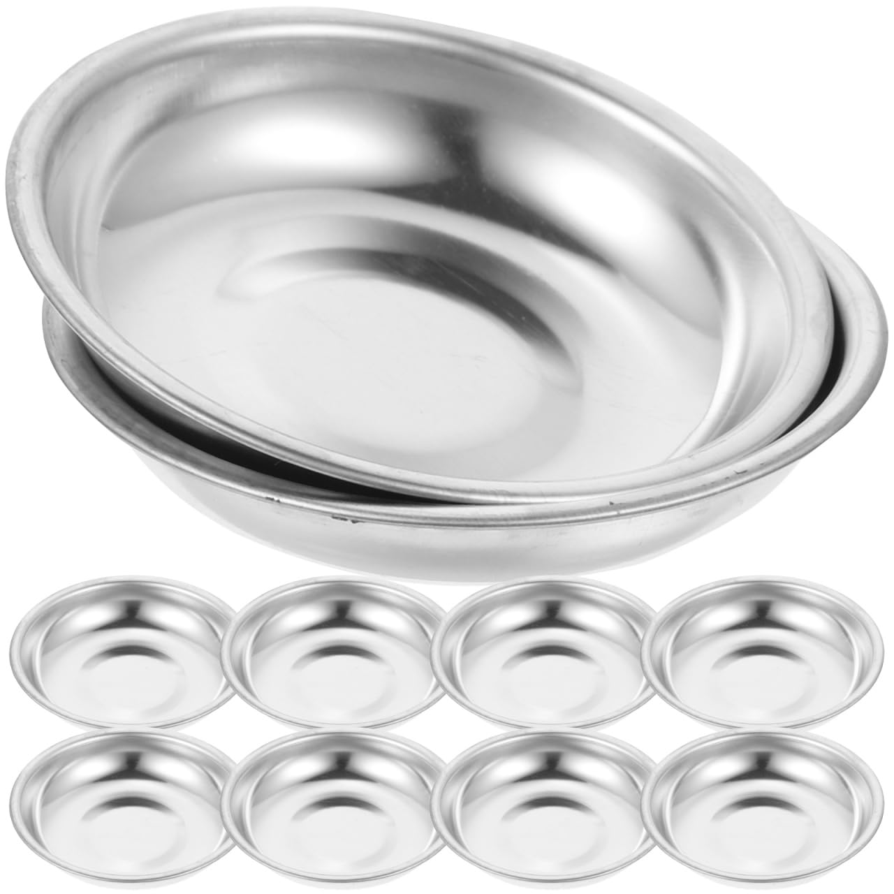 

Amosfun Маленькие блюдца для соевого соуса, Мини из нержавеющей стали, Жаростойкие, Круглые, Неглубокие, 8 см, Стильные, Легкие, Набор из 10 штук, Пиалы для приправ, Маленькие