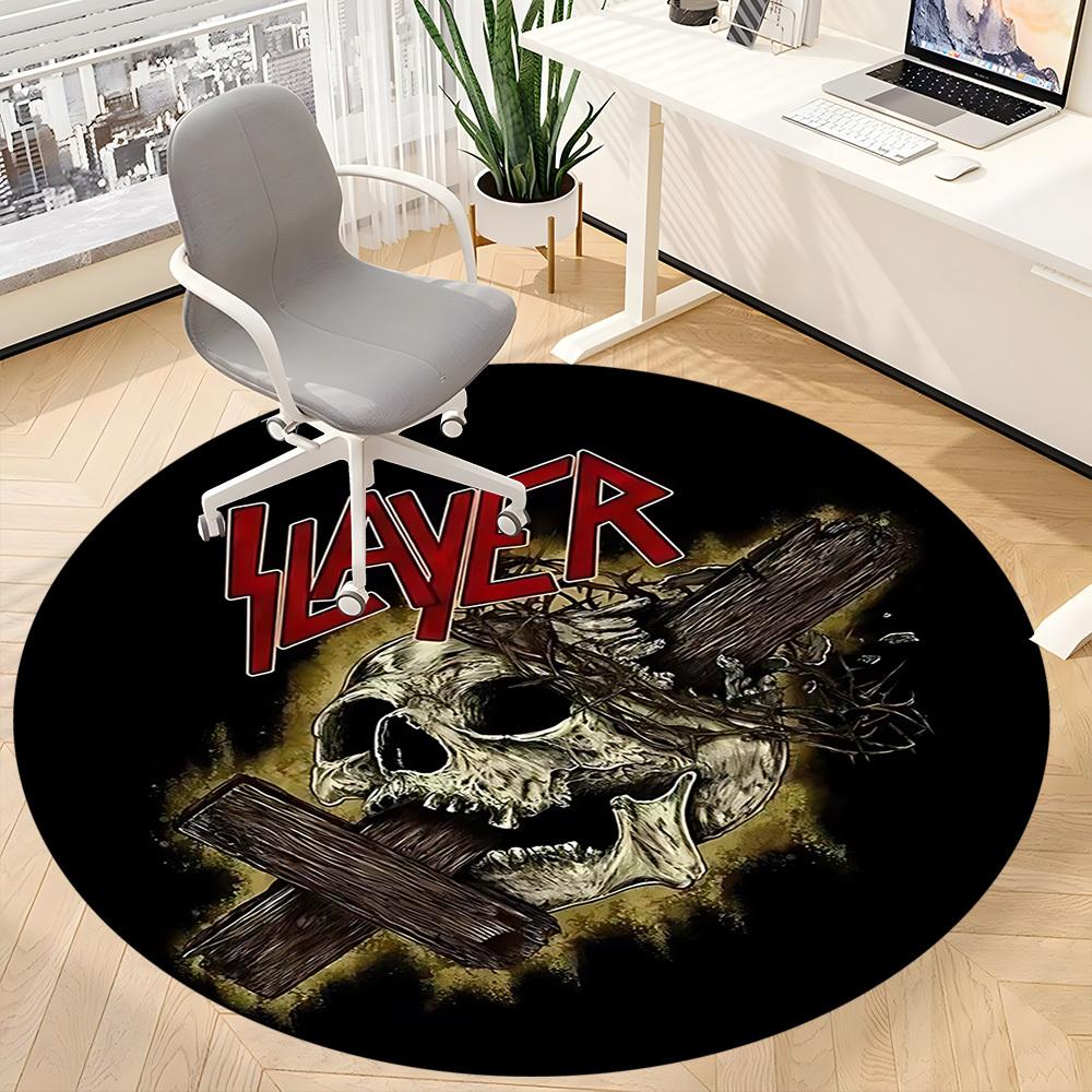 1PC Slayer Skull Office Round Area Rug, Indoor Mat Suitable For Office, Under Office Chairs Bedroom Living Room Home Decor DT1212105
