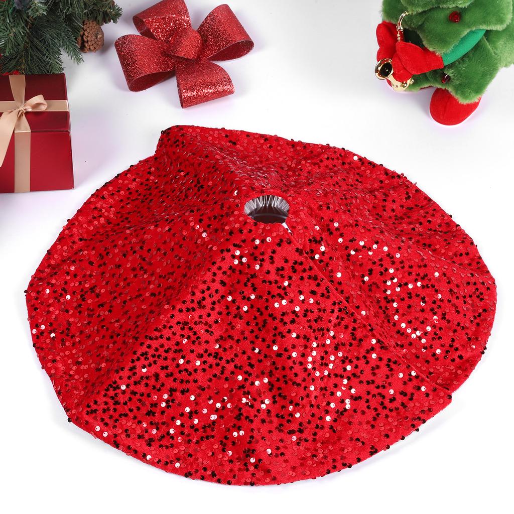 Christmas Tree Skirt with Small Sequins Red Tree Skirts Mini Xmas Tree Skirts for Home Party Holiday Indoor Outdoor Decorations