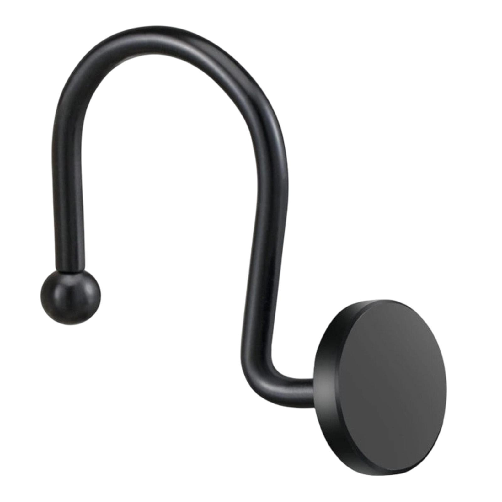 

Metal Shower Curtain Hooks Durable Round Shape Shower Curtain Rings with Smooth Surface Rust Resistant Bathroom Curtain Hooks Set чёрный