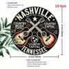 Mfoever Tin Sign Vintage Nashville Tennessee Country Music Capital Crossed Acoustic Guitars Round Metal Tin Sign Retro Music Lover Wall Decor Art