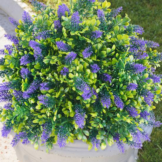 Künstlicher Lavendel-Formschnitt-Ball UV-beständig Falscher Buchsbaum Strauch mit Erdspieß Unechte Immergrüne Baum Pflanze für Innen Außen