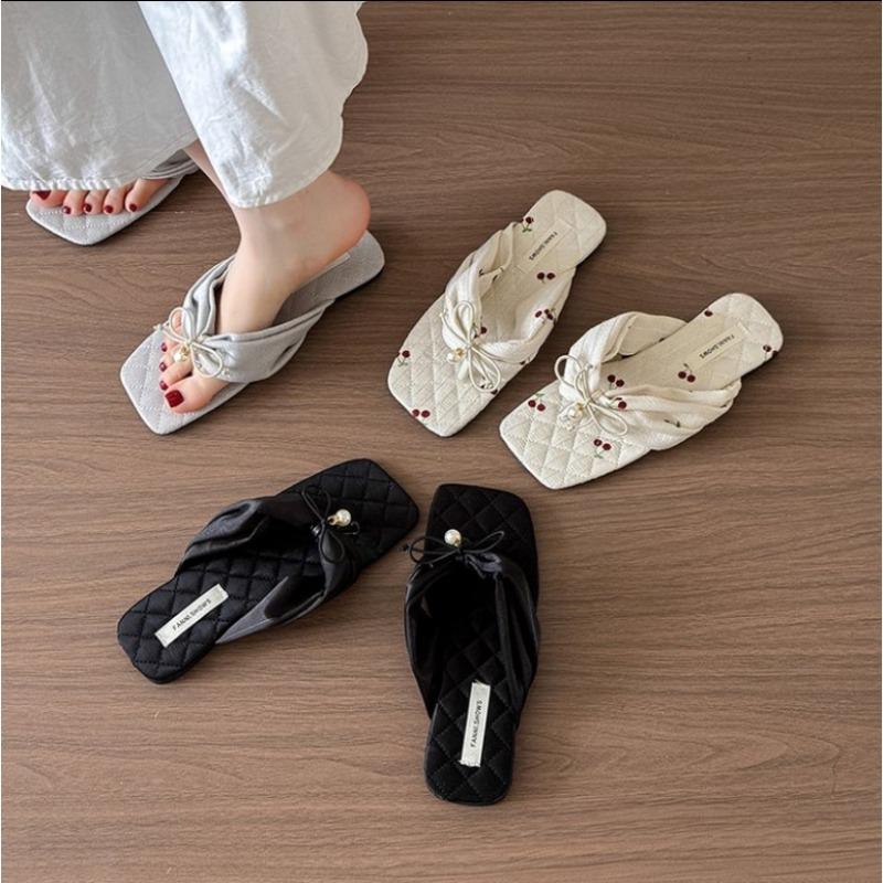 Fashion Bow Women Slippers Flats Clip Toe Sandals Casual  Shoes 2025 Summer Fashion Slides Print Trend Flip Flops Mujer Sandalias