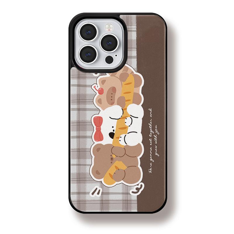 

Чехол для iPhone 16 15 14 с матовым черным краем, совместимый и подходящий для 13/12promax Puppy Kitten Bear 12PROMAX