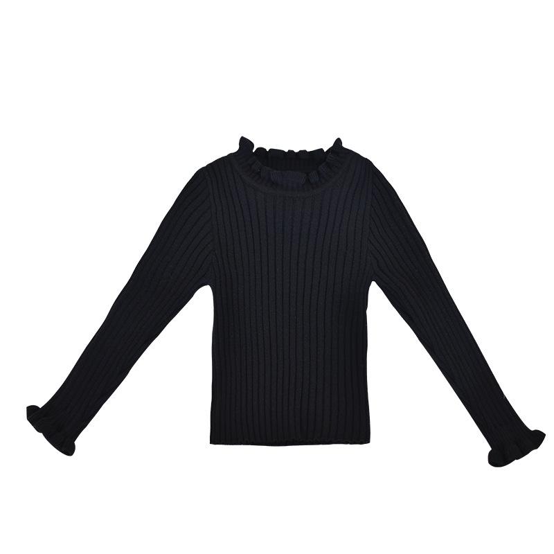 Girls  Slim Fit Knit Sweater: Warm, Soft, Versatile Solid Color for Autumn & Winter 130cm
