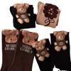 Women's Autumn and Winter Mid-calf Socks Cute Kawaii Bear Socks Warm Socks 3 Pairs