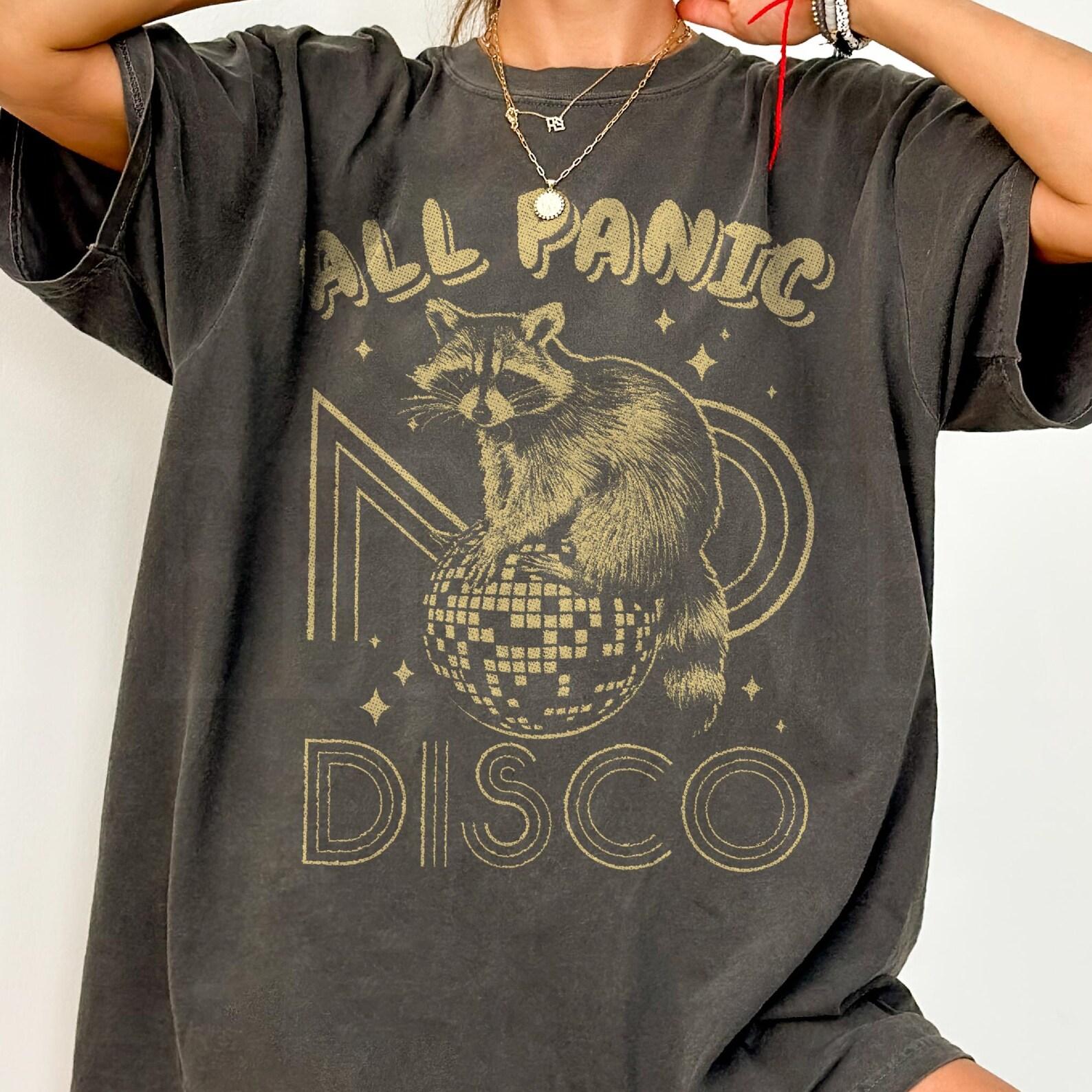 Comfort Colors® All Panic No Disco Shirt - Retro Funny Raccoon Shirt,Vintage Raccoon Tshirt,Aesthetic Shirt,Raccoon Tee,Meme T-shirts 2XL