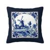 DUTCH BLUE DELFT Vintage Windmill And Bridge Print Square Pillowcase Pillow Cover Cushion Throw Pillow for Home Living Room