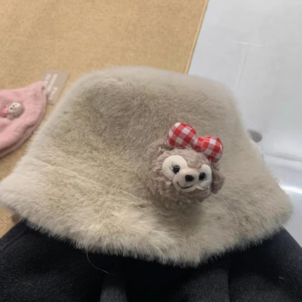 Women’s Hat Fluffy Fisherman Hat - Autumn Winter Warm Versatile Bucket Hat with Creative Ear Flaps