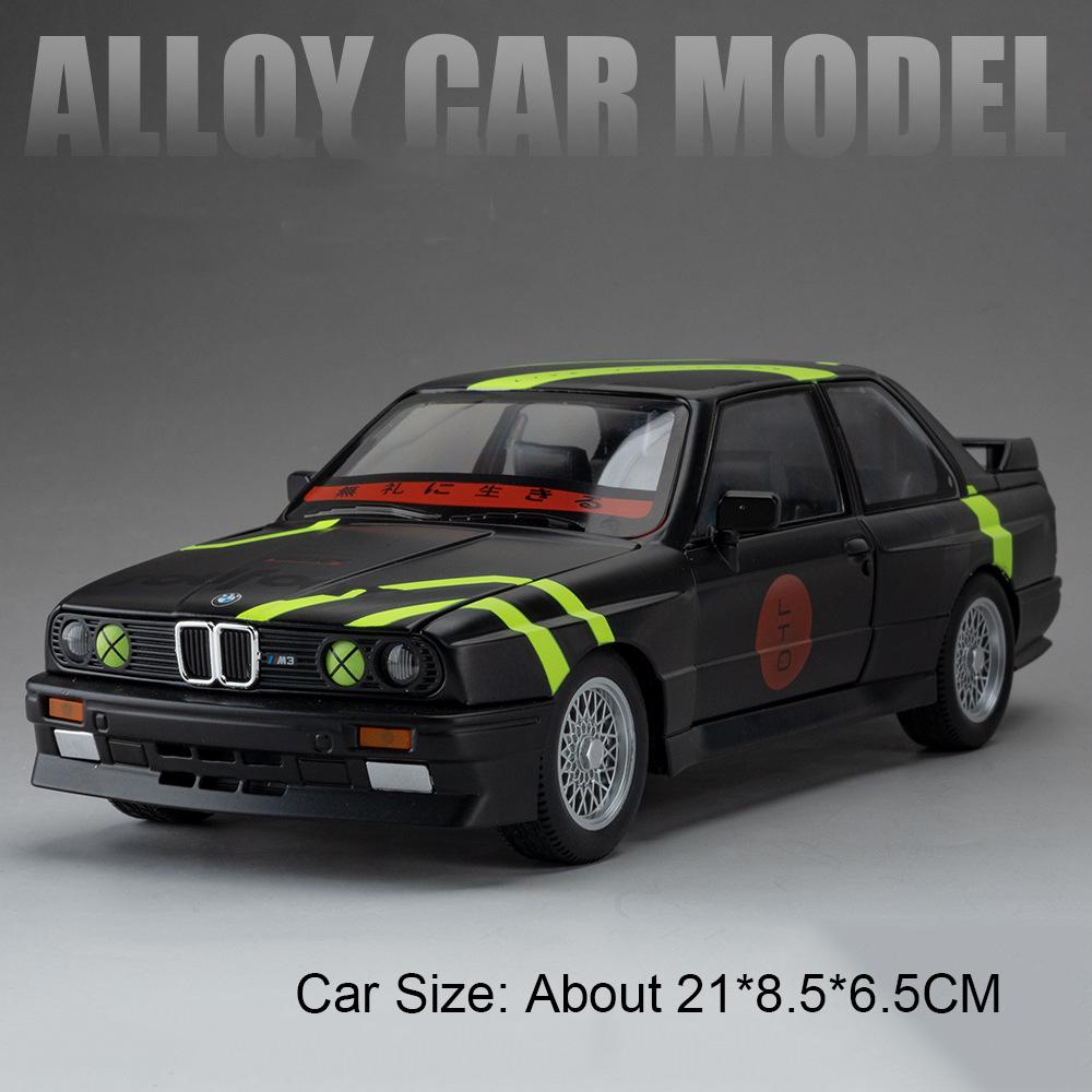 1:24 Scale GTR-R34 M3 Sports Car Model Toy Shock Absorption Pull Back Supercar Metal Body Sound Light Models Kids Presents