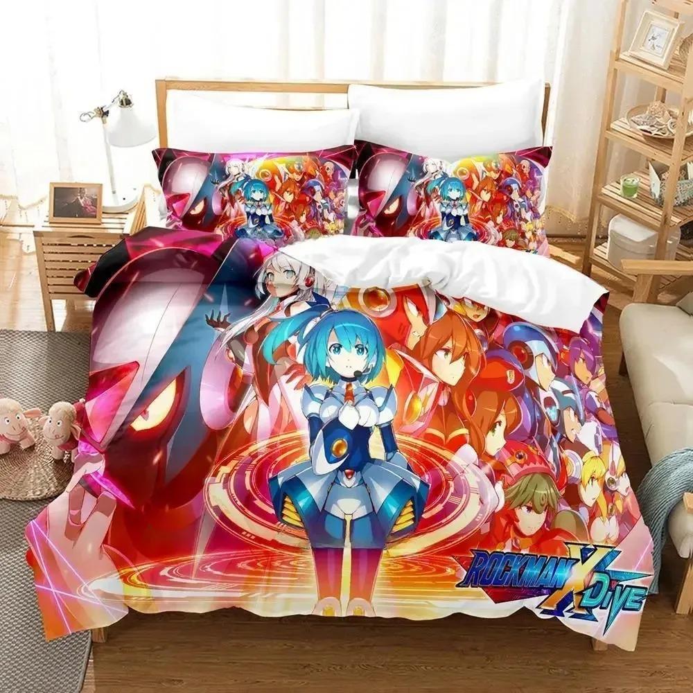 Mega Man X DiVE Bedding Set Single Twin Full Queen King Size Bed Set Adult Boys Bedroom Duvet cover Sets 3D Anime Bed Sheet Set