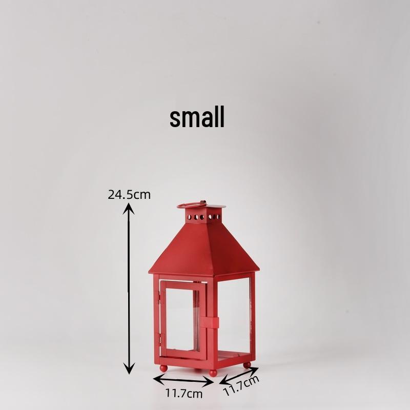 European Retro Red Carousel Candlestick Lantern - Elegant Photo Prop & Decorative Ornament