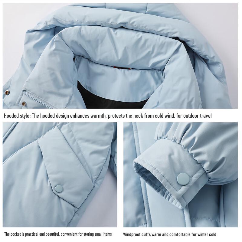 FivePlus Women's Hooded 90% Duck Down Mid-Length Puffer Jacket