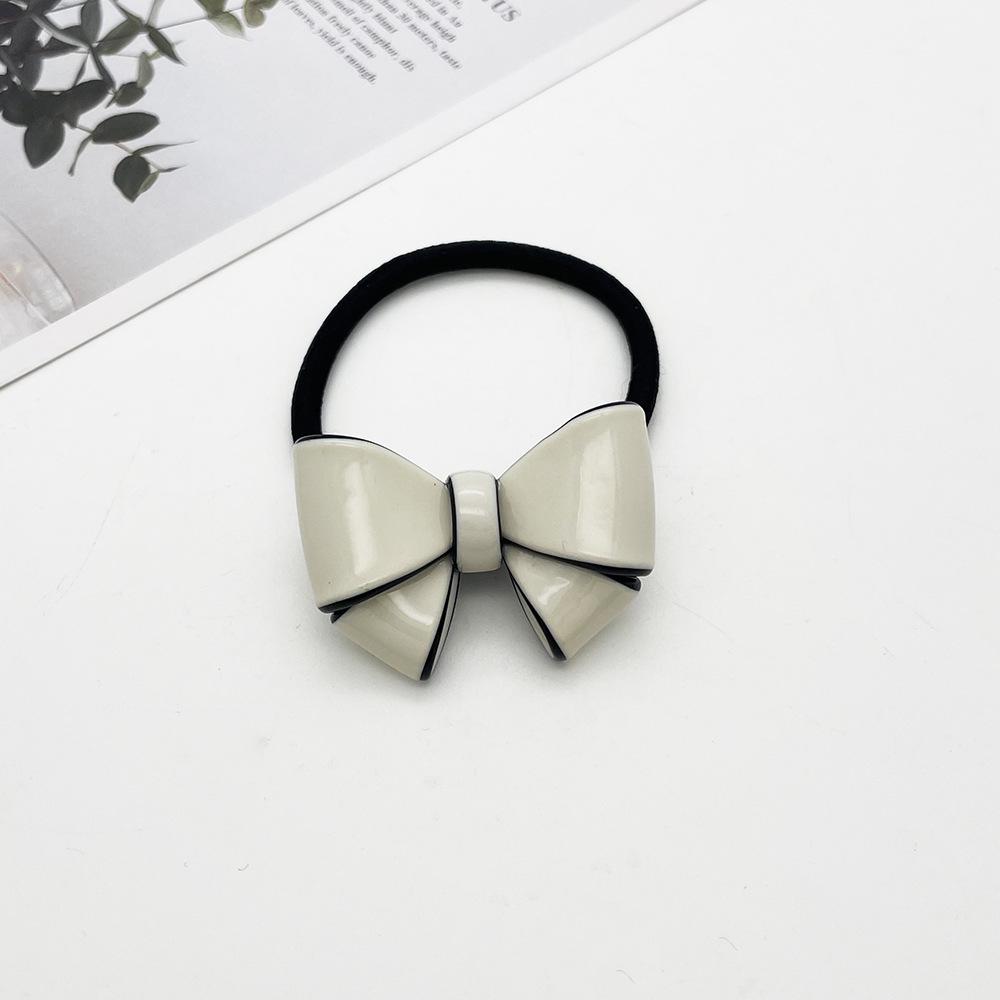 Leopard Print Bow Hair Tie - Retro, High-Elastic Acetate Rubber Band for Women бежевый