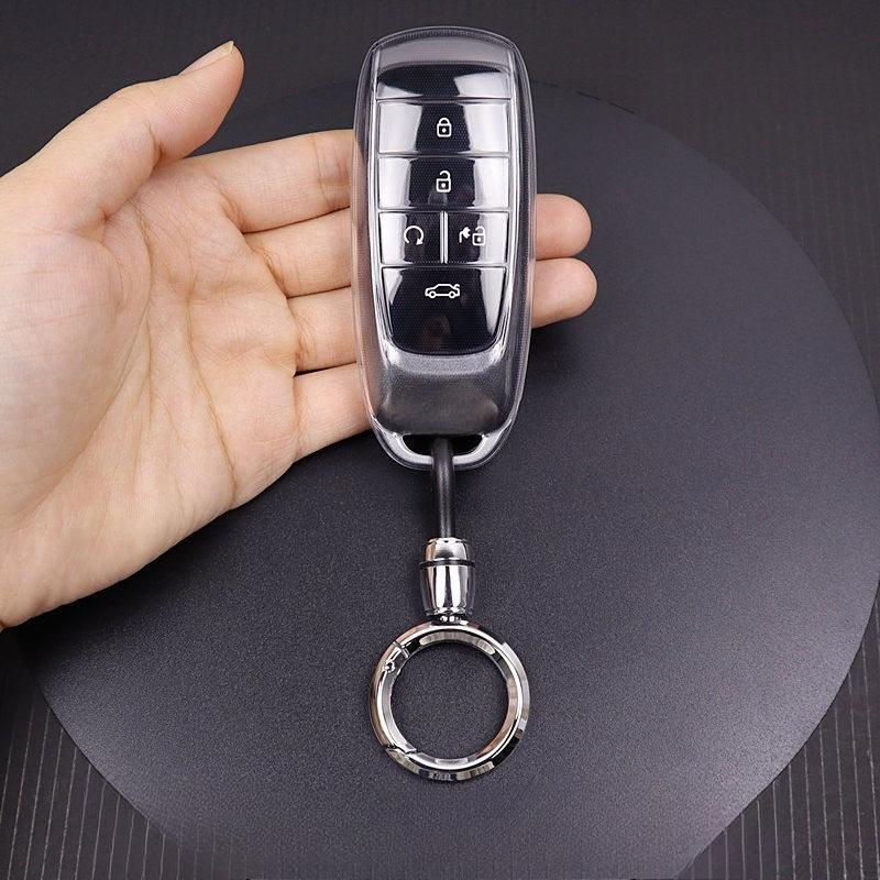 TPU Car Key Case Shell Protector Bag for GAC AION Y Plus S V LX IA5 Soft Transparent Remote Cover Holder Keychain Accessories
